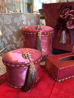 カルトナージュ　オーバル型小物入れＳ/Ｌ２コセット　エレガントレッド