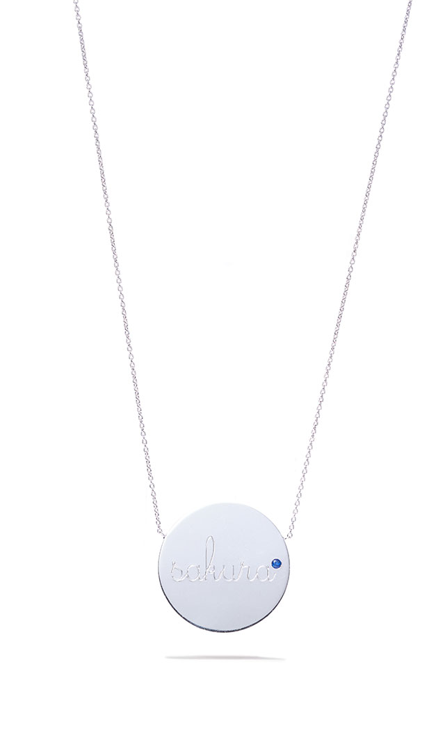 【チャイルディッシュ】カスタムオーダー18Kプレートネックレス（刻印1行1石）