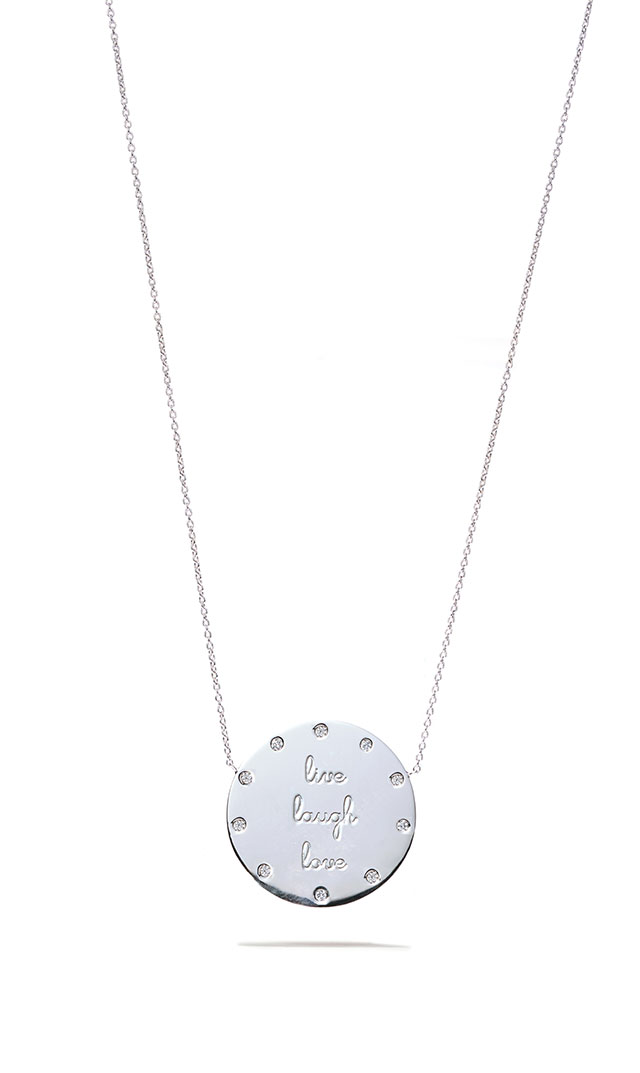 【チャイルディッシュ】カスタムオーダー18Kプレートネックレス（刻印3行10石1周デザイン）