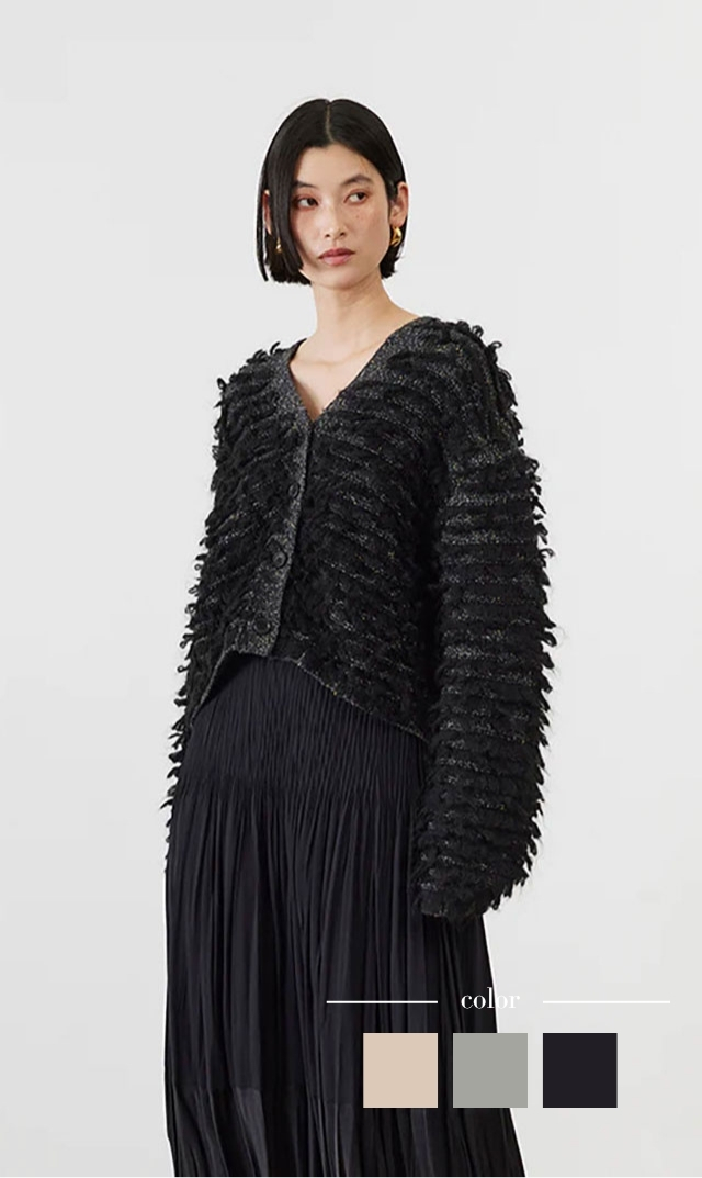 【アダワス】ループフリンジニットカーディガン(全3色)