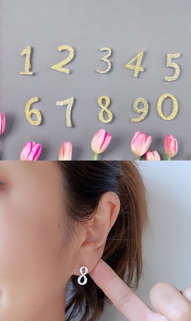 [期間限定販売]【ハニービジュー(THE HANY Bijoux)】ナンバーピアス・イヤリング(シルバー/ゴールド）