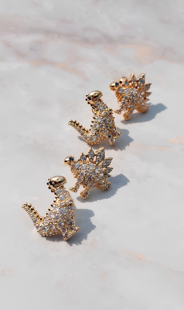 [期間限定販売]【ハニービジュー(THE HANY Bijoux)】ダイナソーピアス・イヤリング（ゴールド / シルバー)