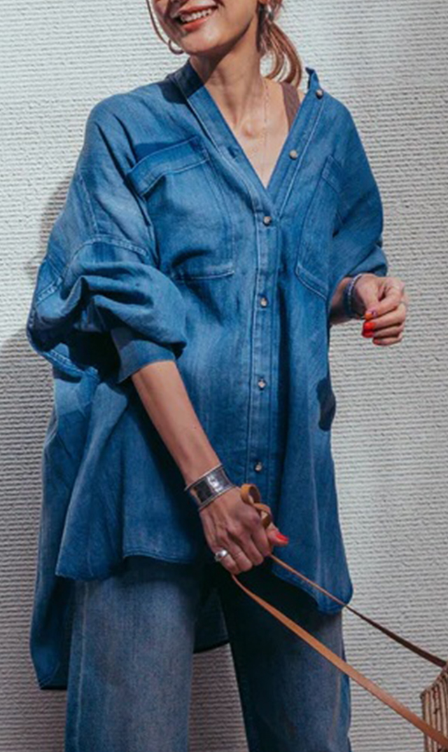 H.V.F.N BIT BLUE コラボ デニムシャツ FLOW DENIM H.V.F.N (ハブファン)」とデニムブランド 「BIT BLUE」とのコラボ