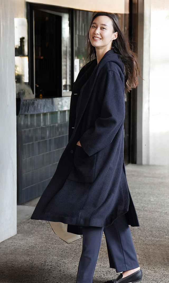 yuni ISOLA シャギー チェック コート イタリア生地ミドル丈 F 生地2