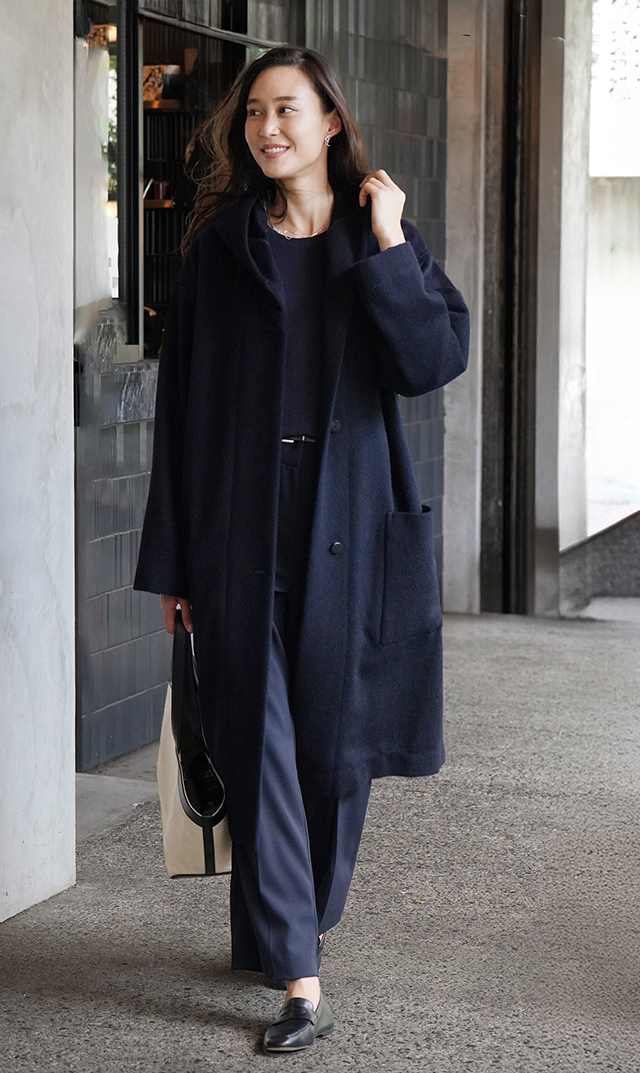 【アーキ】アンゴラ シャギーコート(ネイビー）