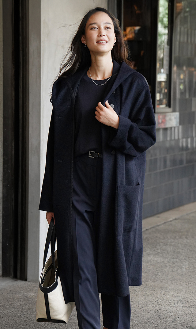 【アーキ】アンゴラ シャギーコート(ネイビー）