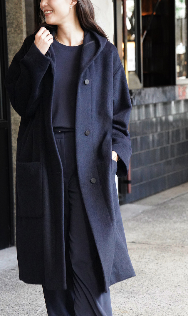 【アーキ】アンゴラ シャギーコート(ネイビー）