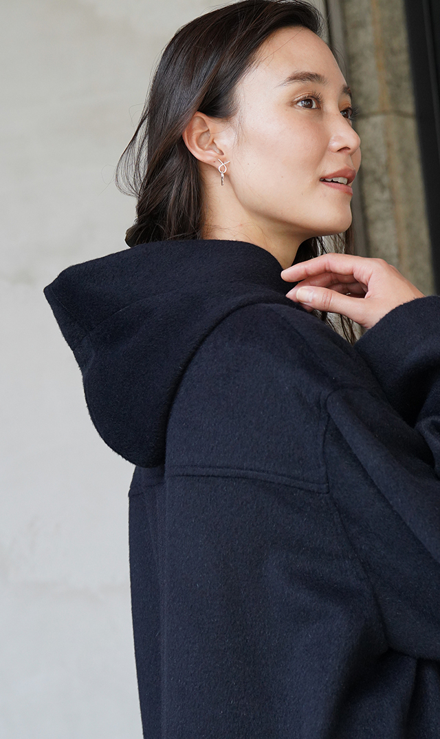 【アーキ】アンゴラ シャギーコート(ネイビー）