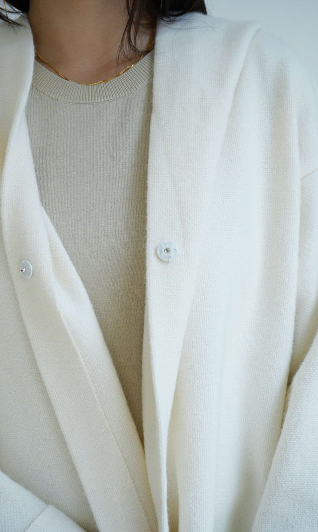 美品　JIL SANDER ライトグレー カーディガン Jil Sander チャンキーニット ジップカーディガン | ホワイト