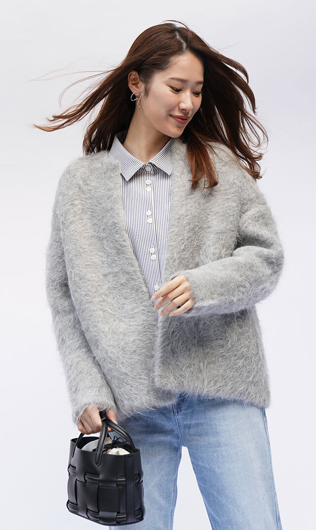 アルパカ混の贅沢なダブルフェースカーディガン登場！