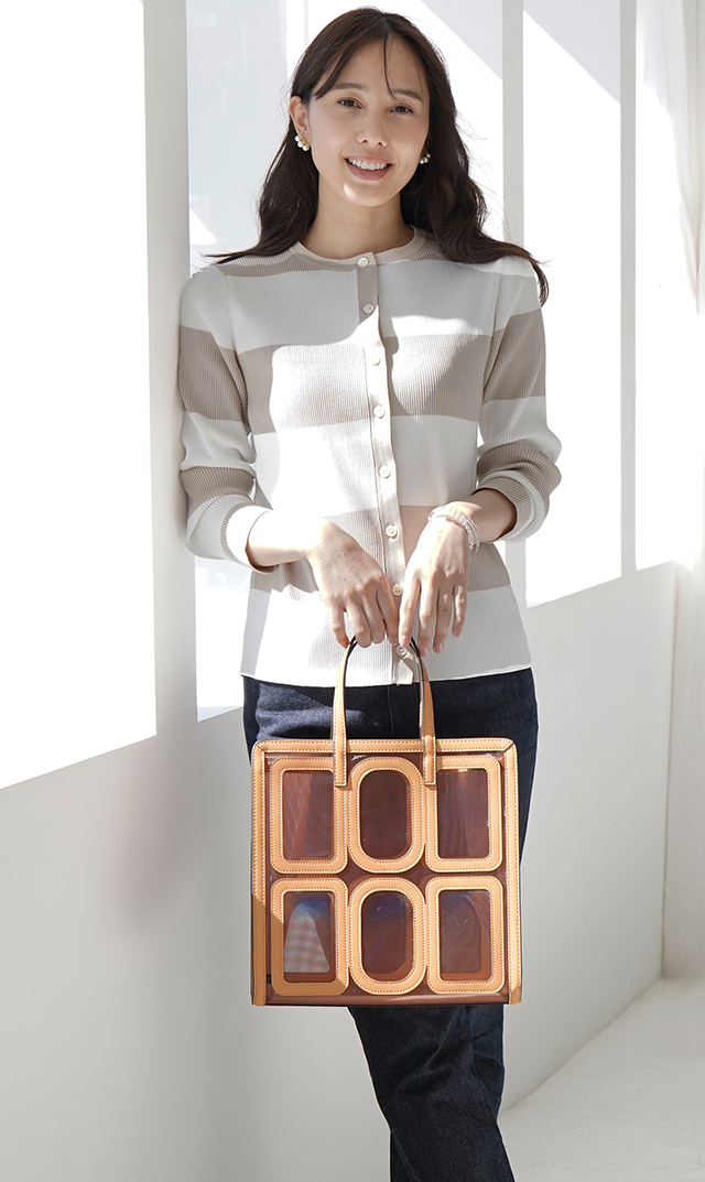 【アダワス】クルーネックボーダーカーディガン(２色展開）