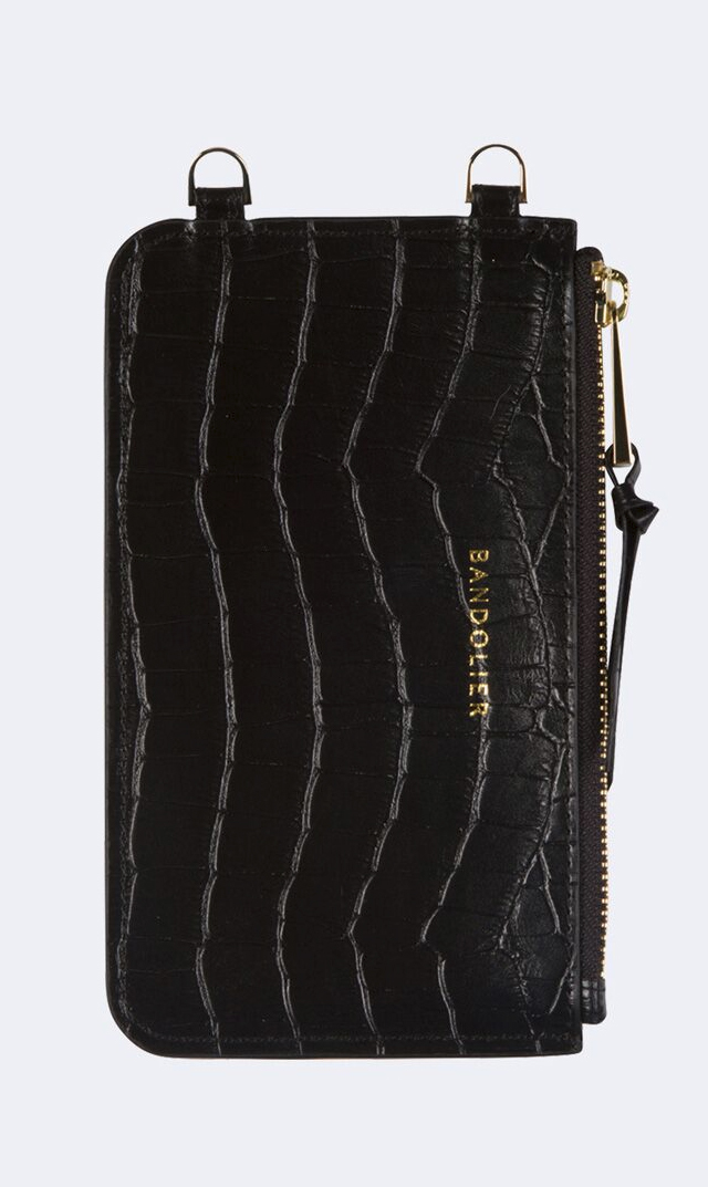 バンドリヤー Bandolier Emma Crocストラップiphoneケース専用ポーチ ブラック