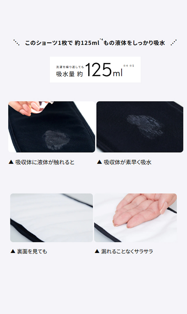 抗菌消臭防臭加工の液体吸収型ショーツ04モデル黒