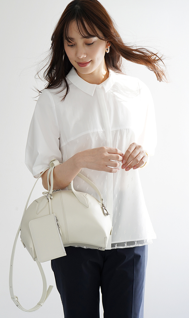 インポートボクギ曲線美ハンドバッグ黒白