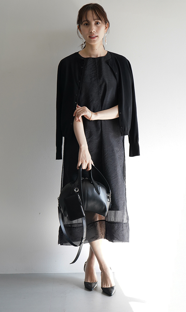 インポートボクギ曲線美ハンドバッグ黒白