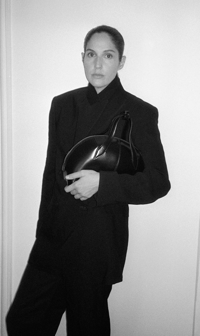 インポートボクギ曲線美ハンドバッグ黒白