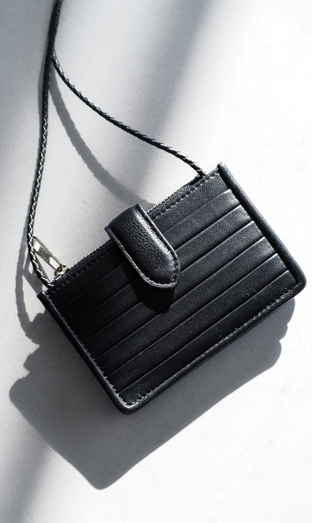 インポート羊革・牛革ウォレットバッグ黒