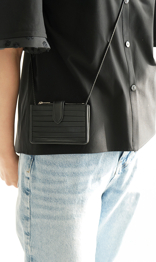 インポート羊革・牛革ウォレットバッグ黒