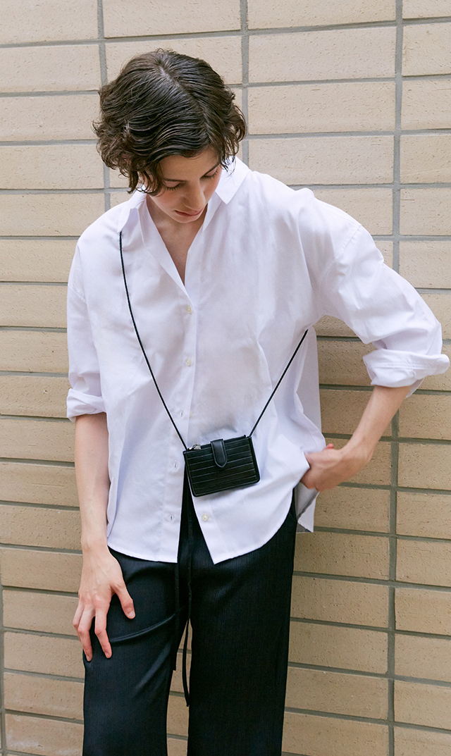 インポート羊革・牛革ウォレットバッグ黒