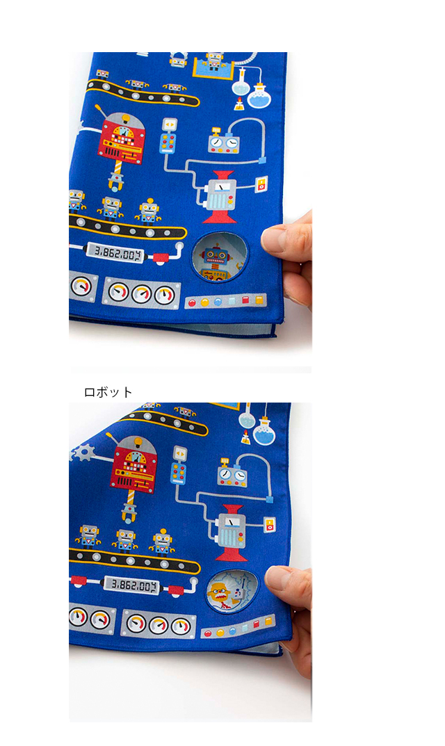 ブルーミーズ】穴あきリバーシブル キッズハンカチ（全5柄）