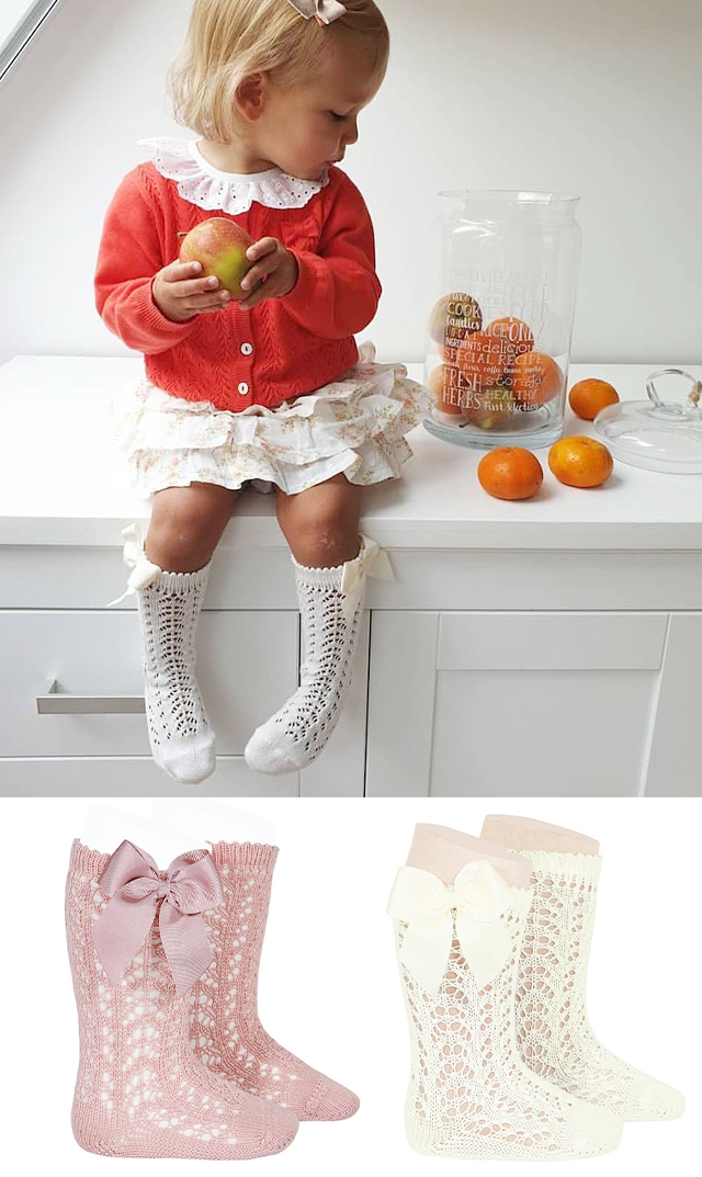 コンドル コットンオープンワークニーハイソックス 2色展開 4 6歳