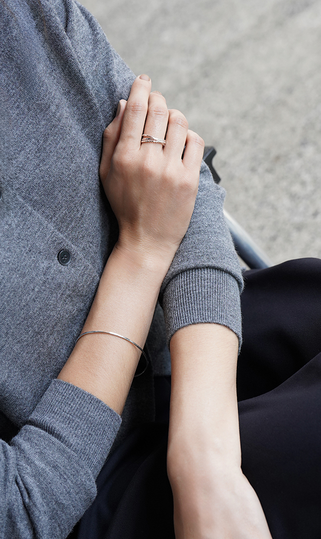 ３連リング銀金