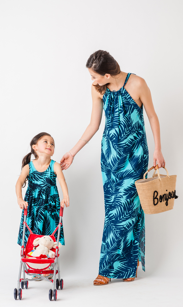 エスカパーダ Escapada トロピカルドレス アクア ネイビー 2 6歳