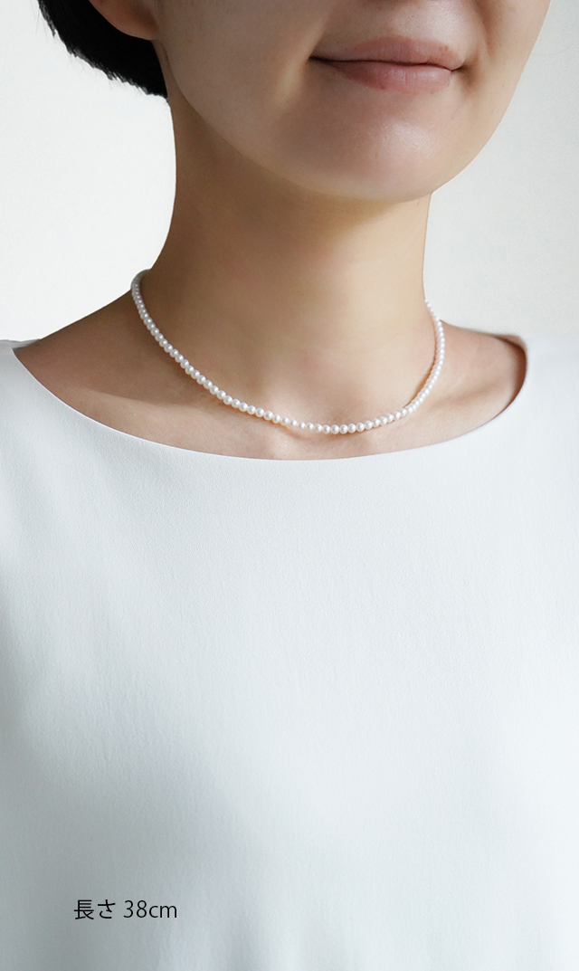ファンエンパイヤ】有核ベビーパールネックレス(ホワイト/3mm）