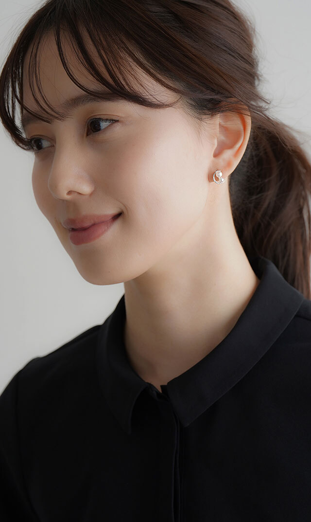 ファンエンパイヤアコヤ２粒パールピアス