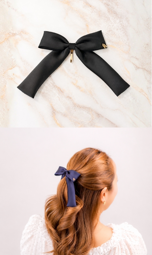 [期間限定販売]【ハニービジュー(THE HANY Bijoux)】ポワンサテンリボンポニーテールフック