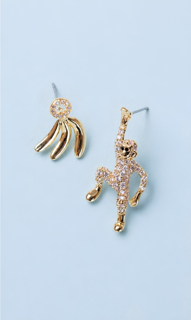 [期間限定販売]【ハニービジュー(THE HANY Bijoux)】プレイフルモンキーピアス・イヤリング（ゴールド）