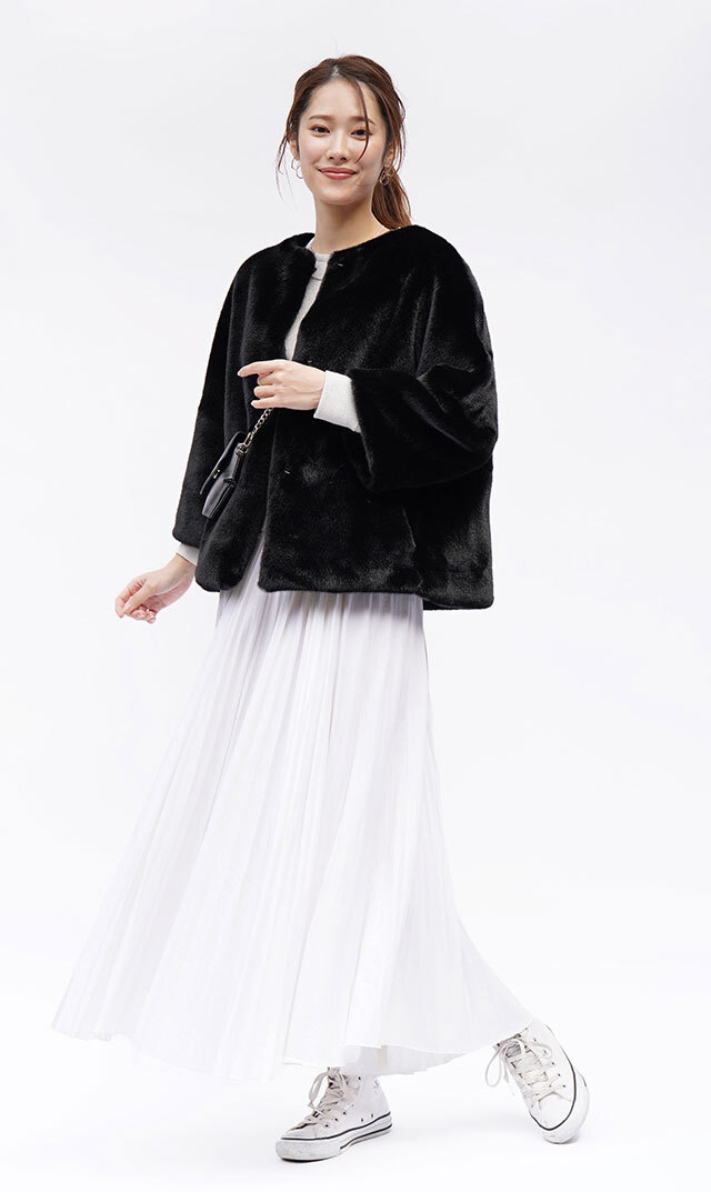 ハブレスCOLETTEファージャケット(グレー・ベージュ/黒3色展開）