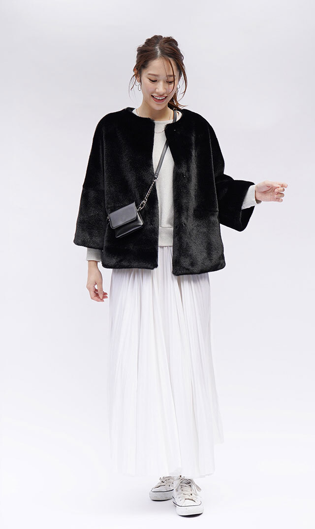 ハブレスCOLETTEファージャケット(グレー・ベージュ/黒3色展開）