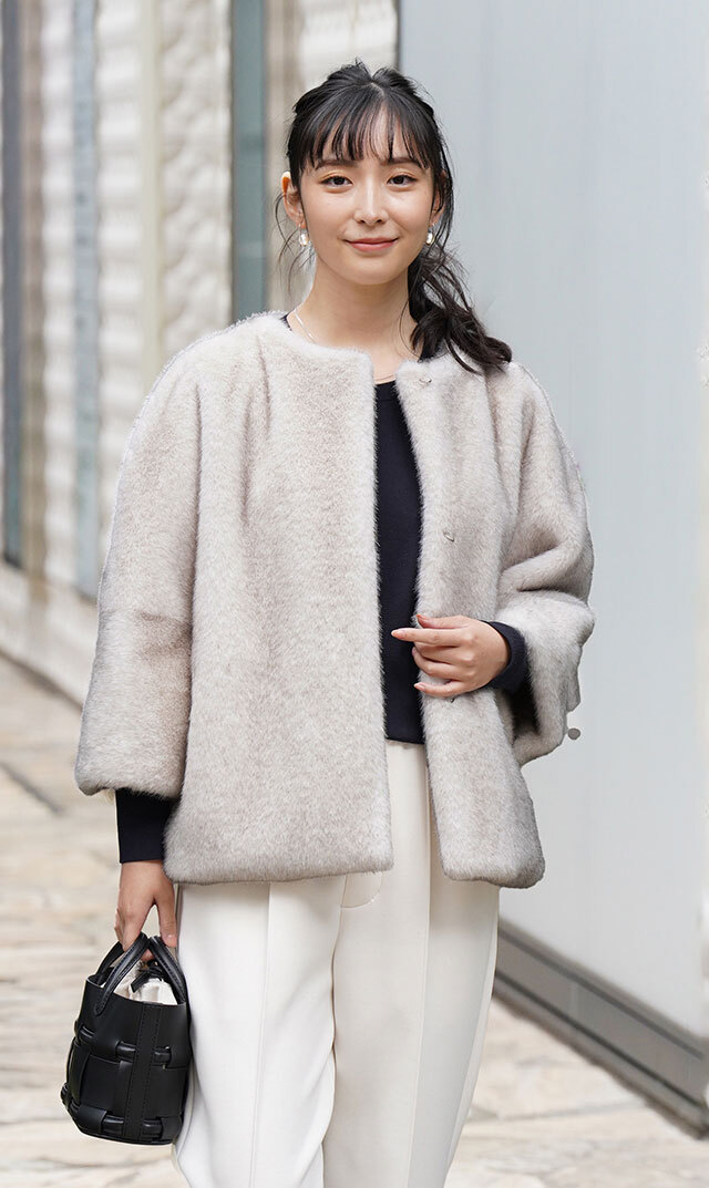 ハブレスCOLETTEファージャケット(グレー・ベージュ/黒3色展開）