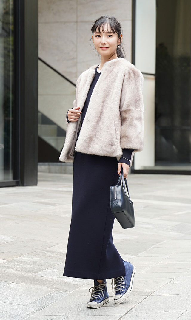 ハブレスCOLETTEファージャケット(グレー・ベージュ/黒3色展開）