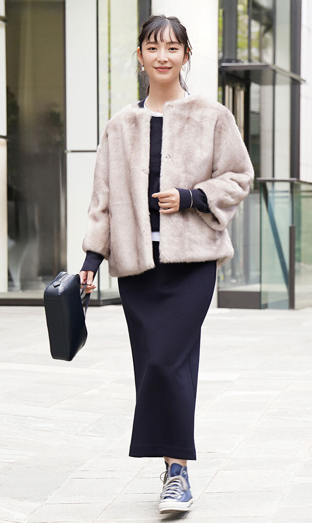 ハブレスCOLETTEファージャケット(グレー・ベージュ/黒3色展開）