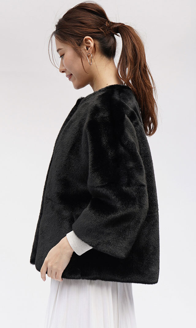 ハブレスCOLETTEファージャケット(グレー・ベージュ/黒3色展開）