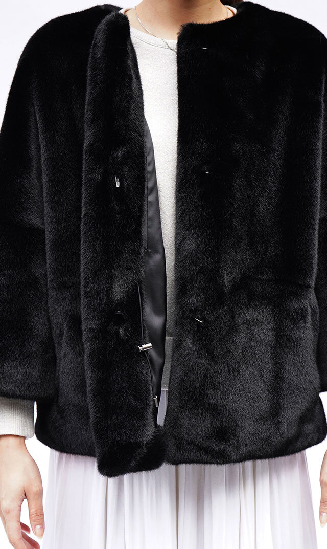 ハブレスCOLETTEファージャケット(グレー・ベージュ/黒3色展開）