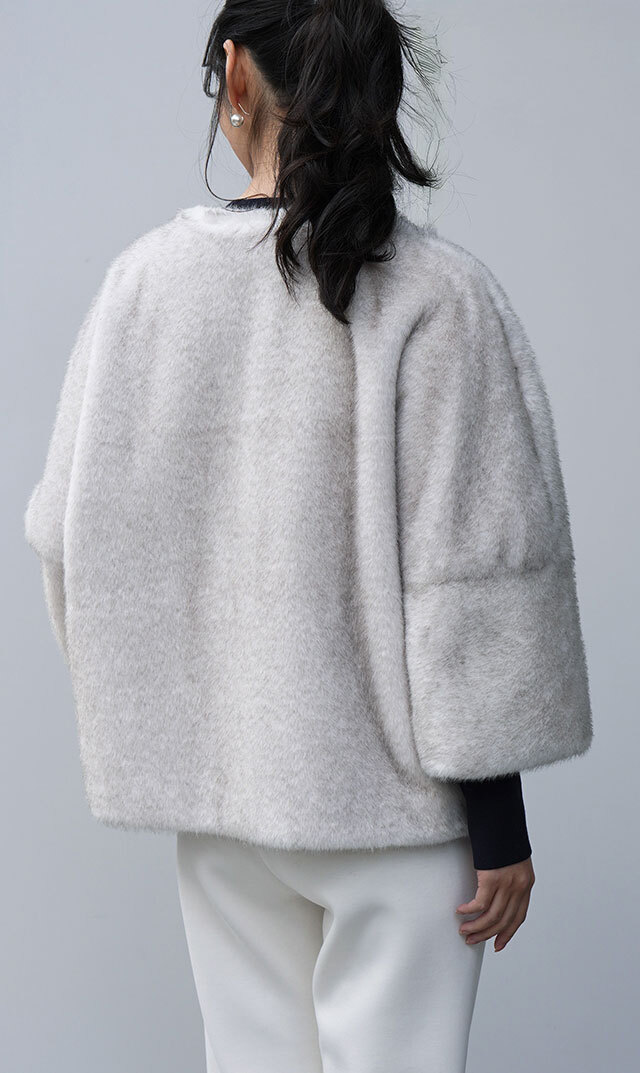 ハブレスCOLETTEファージャケット(グレー・ベージュ/黒3色展開）