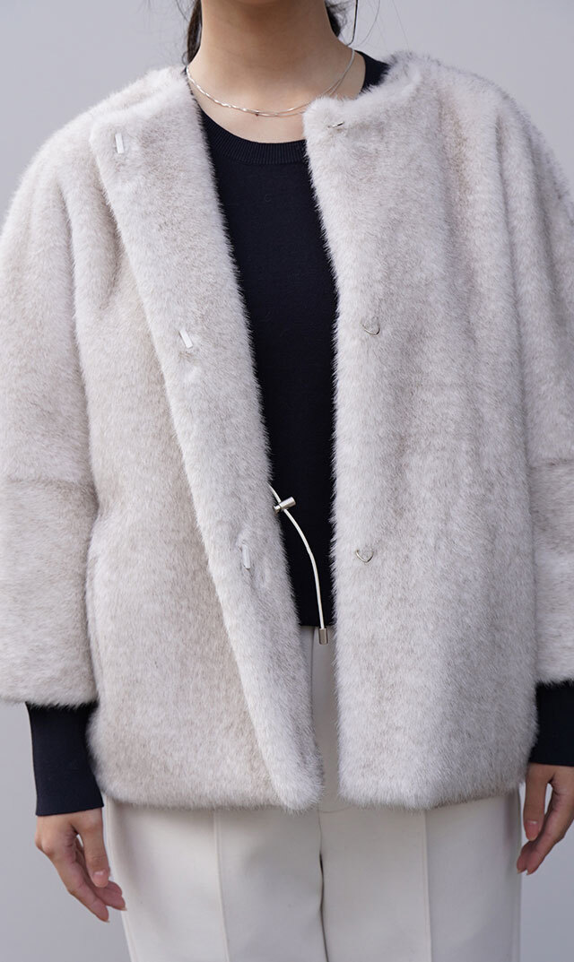 ハブレスCOLETTEファージャケット(グレー・ベージュ/黒3色展開）