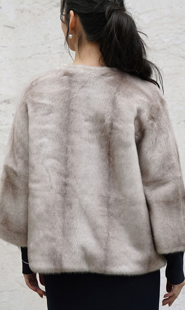 ハブレスCOLETTEファージャケット(グレー・ベージュ/黒3色展開）