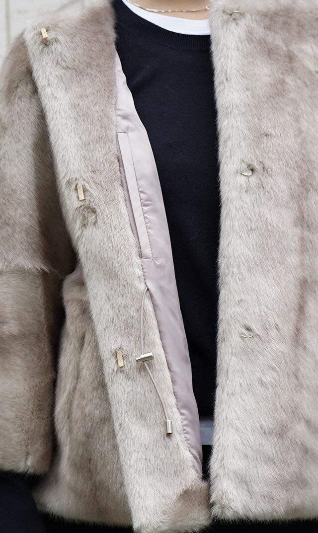 ハブレスCOLETTEファージャケット(グレー・ベージュ/黒3色展開）