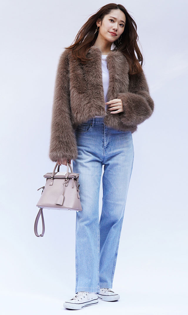 ハブレスANNAファージャケットモカ色