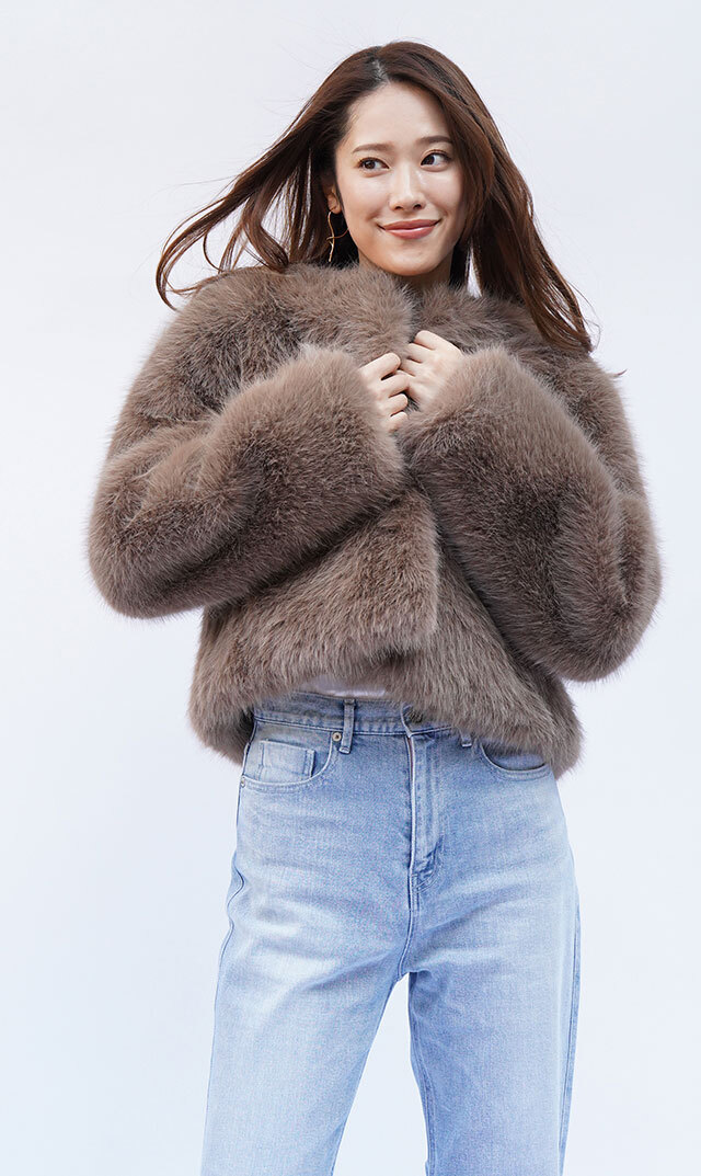 ハブレスANNAファージャケットモカ色