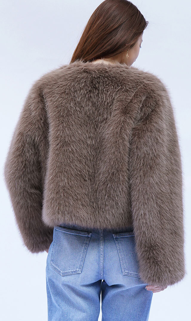 ハブレスANNAファージャケットモカ色