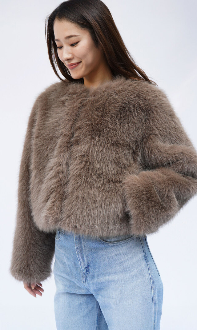 ハブレスANNAファージャケットモカ色