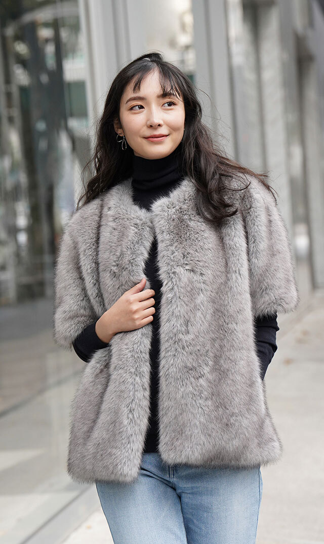 ハブレスKIKOファージャケット(グレー・黒2色展開）