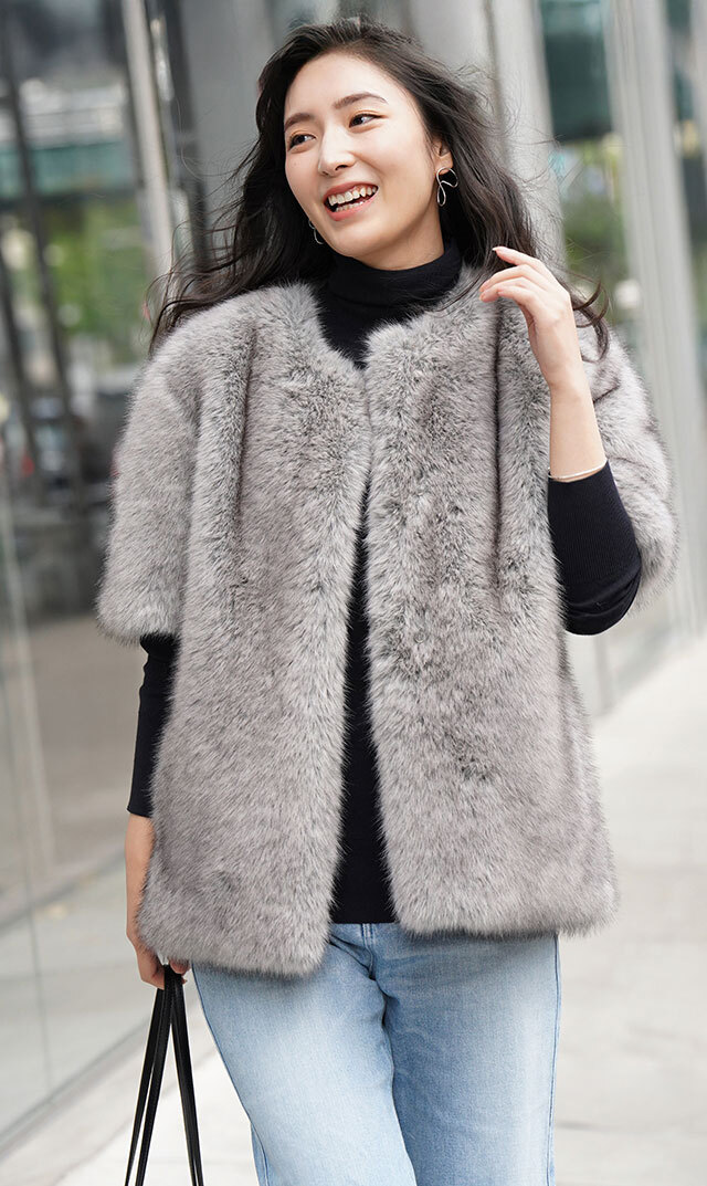 ハブレスKIKOファージャケット(グレー・黒2色展開）