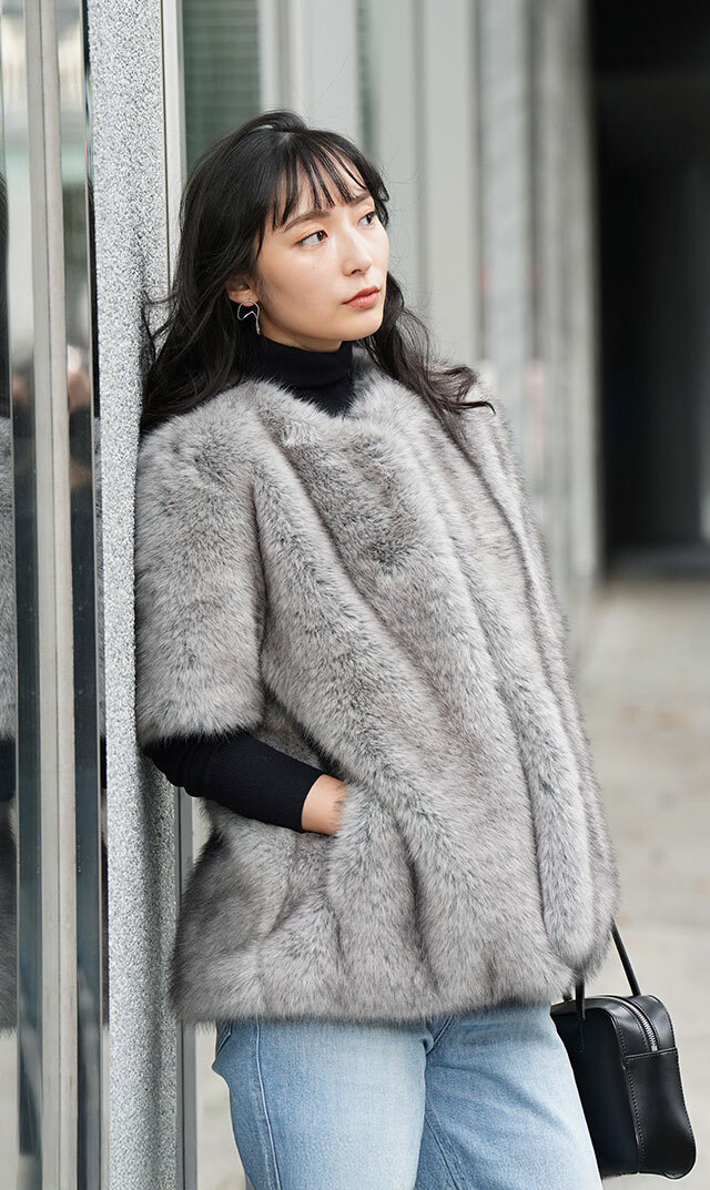 ハブレスKIKOファージャケット(グレー・黒2色展開）