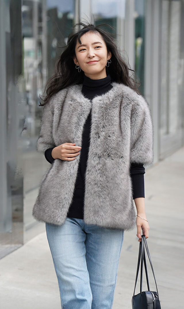 ハブレスKIKOファージャケット(グレー・黒2色展開）